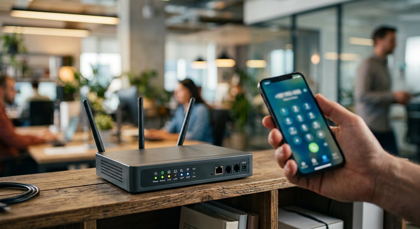 Boîtier IPBX Yeastar avec application mobile Linkus sur smartphone en entreprise à Casablanca